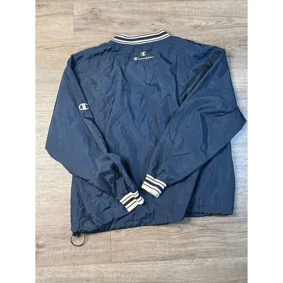 Champion SHS Hawks Vintage Blue Pullover V-Neck Lined Windbreaker Jacket Size XL - Picture 2 of 5